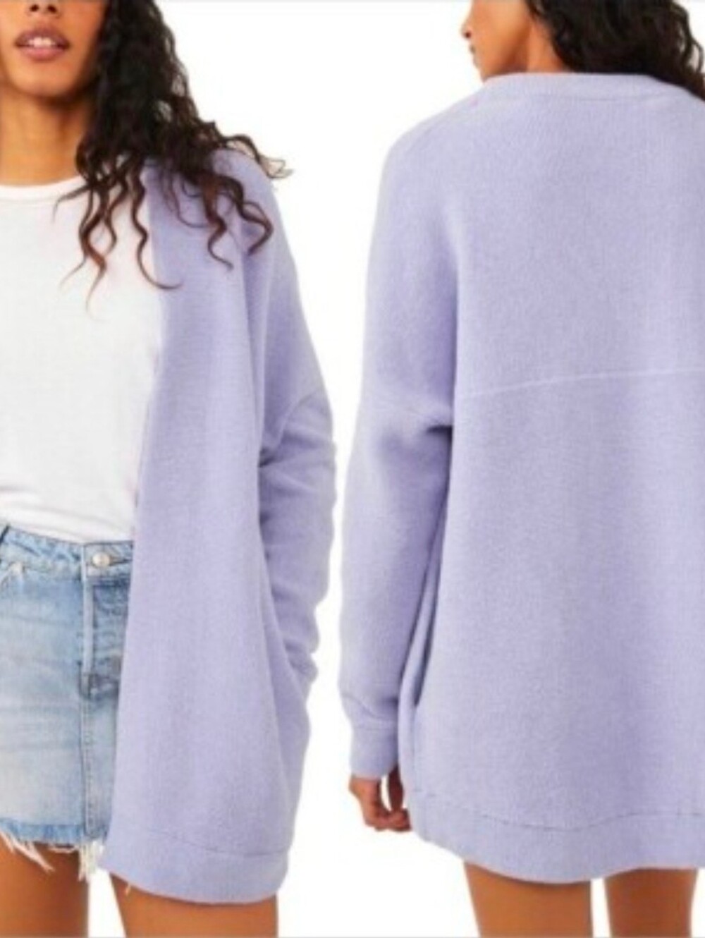Free People ($230) Ottoman Slouchy Cardigan In A Periwinkle Blue
